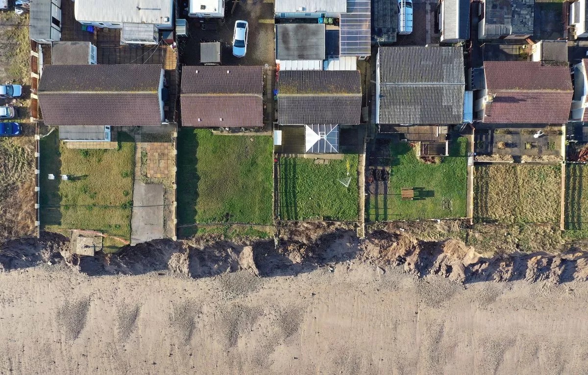 Coastal erosion is eating away the clifftops at Skipsea, Hull, East Yorkshire