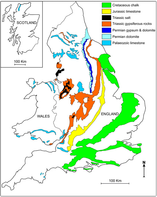 Distribution of soluable geology in the UK