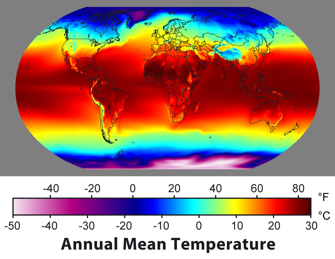 Global annually averaged near-surface air temperature 1961 - 1990