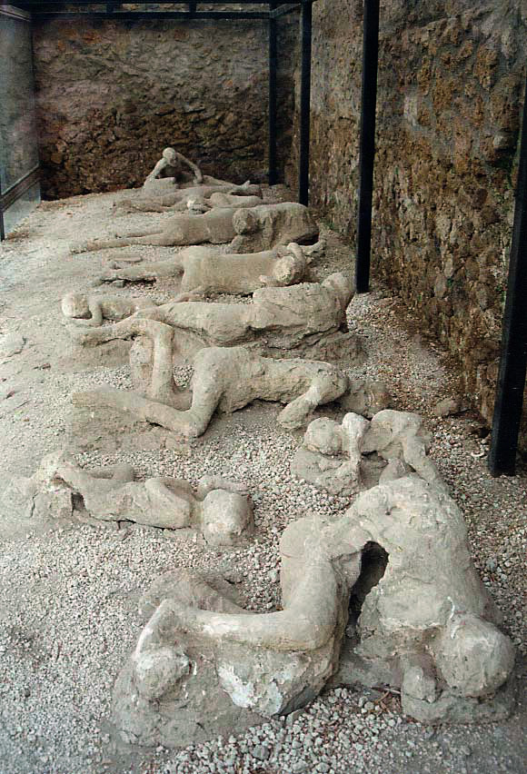 Victims of the 79 CE eruption of Vesuvius discovered during excavations in Pompeii